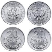 zestaw: 2 x 20 groszy 1949 i 1969, Warszawa, pię