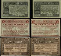 Galicja, zestaw bonów o nominałach: 2 x 1 korona i 1 x 2 korony, 1919
