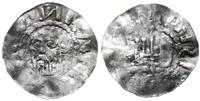 denar 1011-1059, Aw: Głowa brodatego władcy trzy