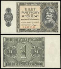 1 złoty 1.10.1938, seria IG 6471960, piękne, Luc