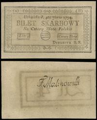 4 złote polskie 4.09.1794, seria 2-B, piękne, Lu