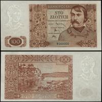 100 złotych  15.08.1939, seria H, numeracja 0000