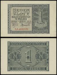 1 złoty 1.08.1941, seria AA 4632532, minimalnie 