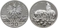 20 złotych 1999, Warszawa, Wilk, srebro 38,6 mm,