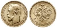 5 rubli 1909/ЭБ, Petersburg, złoto 4.30 g, Fr. 1