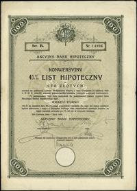 Polska, konwersyjny 4 1/2 % list hipoteczny na 100 złotych, 1.07.1926