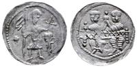 denar  1146-1157, Rycerz stojący na wprost z pro