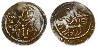 denar 1138-1146, Aw: Rycerz z mieczem nad jeńcem