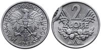 Polska, destrukt monety o nominale 2 złote, 1958