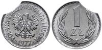 Polska, destrukt monety o nominale 1 złoty, 1977