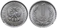 Polska, destrukt monety o nominale 1 złoty, 1977