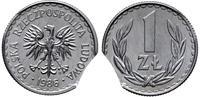 Polska, destrukt monety o nominale 1 złoty, 1986