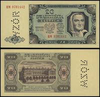 20 złotych 1.07.1948, seria HM 9701442, perforow
