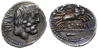 denar 89 pne, Rzym, Aw: Głowa brodatego króla Ta
