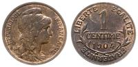 1 centym 1904, Paryż, brąz, patyna, pięknie zach
