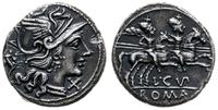 denar 147 pne, Rzym, Aw: Głowa Romy w hełmie w p