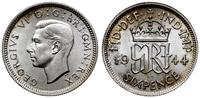 6 pensów 1944, Londyn, srebro, wyśmienite, Seaby