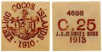 Wyspy Kokosowe, żeton na 25 centów, 1913