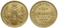 5 rubli 1853 СПБ АГ, Petersburg, złoto 6.51 g, F