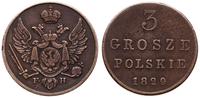 3 grosze polskie 1829 FH, Warszawa, nowe bicie, 