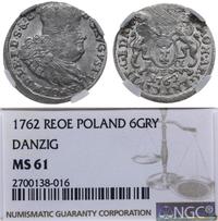 szóstak 1762, Gdańsk, niedobity, ale pięknie zac