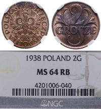 2 grosze 1938, Warszawa, wyśmienicie zachowane, 