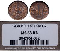1 grosz 1938, Warszawa, pięknie zachowane, monet