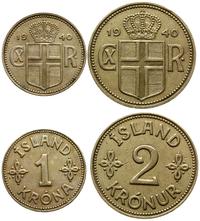 zestaw: 1, 2 korony 1940, brąz aluminiowy, łączn