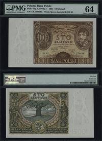 100 złotych 9.11.1934, seria AX 7080383, fragmen