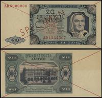20 złotych 1.07.1948, seria i numeracja AD 12345