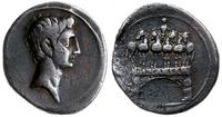 denar ok. 29-27 pne, Rzym, Aw: Głowa cesarza w p