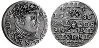 trojak  1586, Ryga, duża głowa króla, rysa na aw