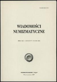 czasopisma, Wiadomości Numizmatyczne, rok XLI, zeszyt 3-4 (161-162); Warszawa 1997
