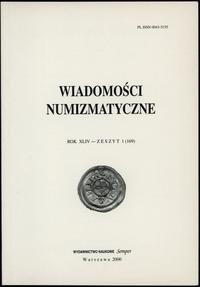 czasopisma, Wiadomości Numizmatyczne, rok XLIV, zeszyt 1 (169); Warszawa 2000