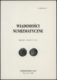 czasopisma, Wiadomości Numizmatyczne, rok XLV, zeszyt 1 (171); Warszawa 2001