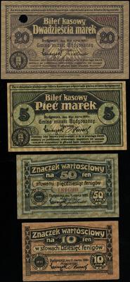 zestaw 4 bonów, 10 i 50 fenigów 11.03.1920 oraz 