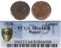 1 grosz 1938, Warszawa, pięknie zachowany, monet