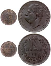 Włochy, zestaw: 1 centesimo 1867 Mediolan i 10 centesimo 1894 Rzym (Umberto I)