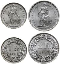 Szwajcaria, zestaw: 1 frank 1963 B i 2 franki 1957 B