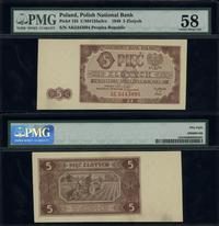 5 złotych 1.07.1948, seria AK 5443094, banknot w