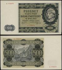 500 złotych 1.03.1940, seria A 1734475, uszkodzo