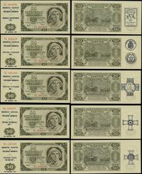 5 x 50 złotych 1.07.1948, z nadrukami okolicznoś