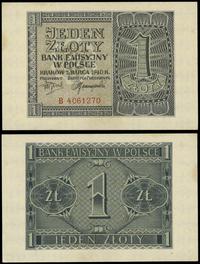 1 złoty 1.03.1940, sria B, numeracja 4061270, za