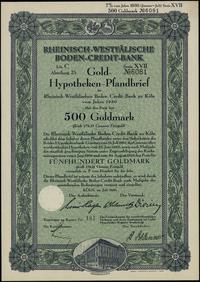 list zastawny na 500 marek w złocie 1930, Köln, 
