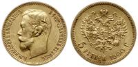 5 rubli 1900 ФЗ, Petersburg, złoto 4.30 g, piękn