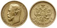 5 rubli 1909 ЭБ, Petersburg, złoto 4.30 g, piękn