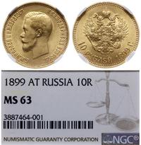 10 rubli 1899 АГ, Petersburg, złoto, pięknie zac