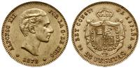 25 peset 1878 DE M, Madryt, data 18-78 w gwiazdk