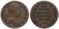 2 liards 1789, Bruksela, Aw: Głowa cesarza w pra