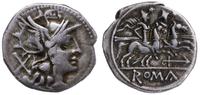 denar 209-208 pne, Rzym, Aw: Głowa Romy w prawo,